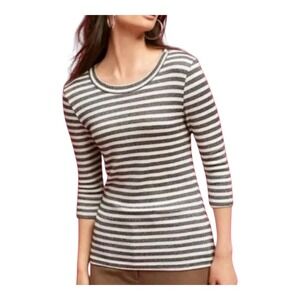 Anthropologie Michael Stars Shine Striped Top 3/4 Sleeve Shirt‎ Women Size XS/S